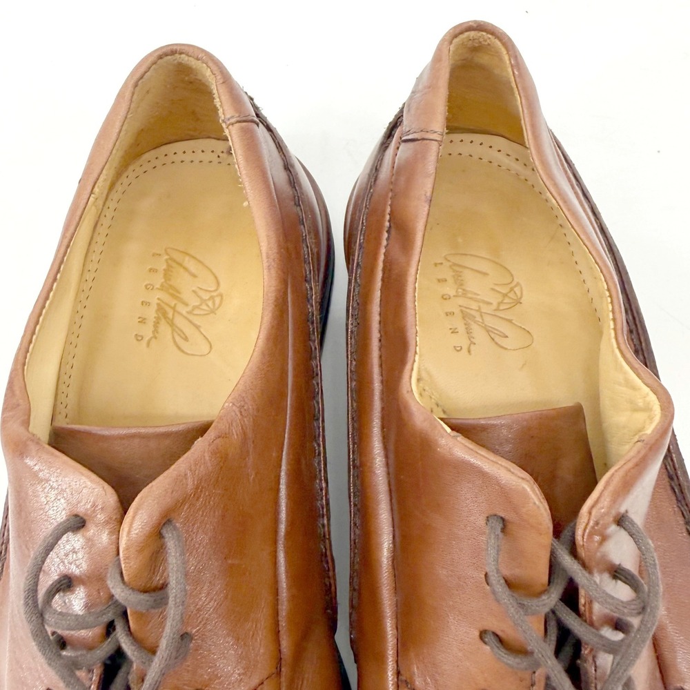 Arnold Palmer Legend Marvel Oxford Mens 8 M Brown Leather Whipstitch Square Toe - Picture 4 of 10